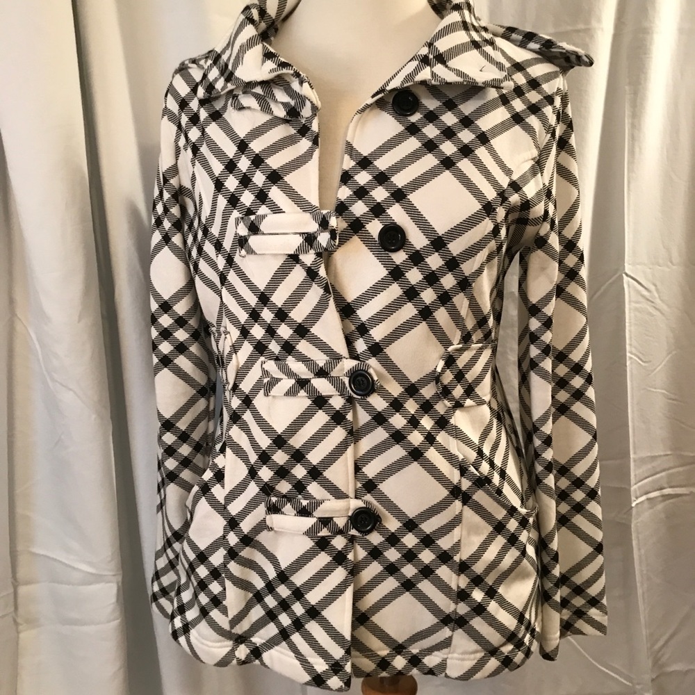 Black and White Hooded Pea Coat